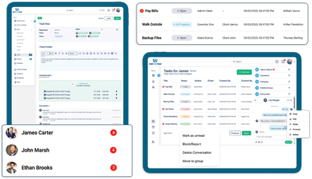 Interactive responsive board interface layout organizing structural project management task cards