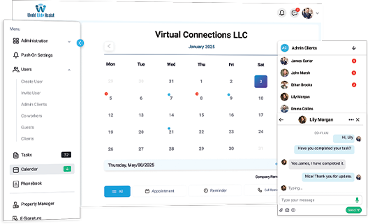 Seamless multitasking view demonstrating multi-tab module navigation within the World Wide Assist workspace